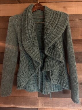Made in Italy Cozy Draped Cable-Knit Women's Sweater - Teal